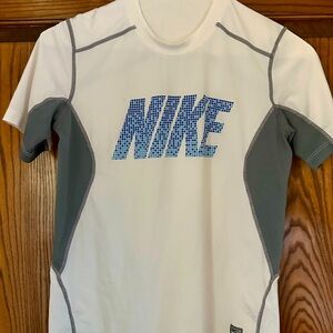 Nike Pro Combat White and Gray Dri-Fit Shirt